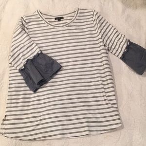 Striped ruffle sleeve top